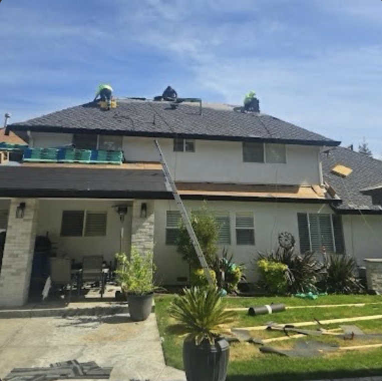 PRC 13 Roofing crew installing shingles on a Sacramento-area home