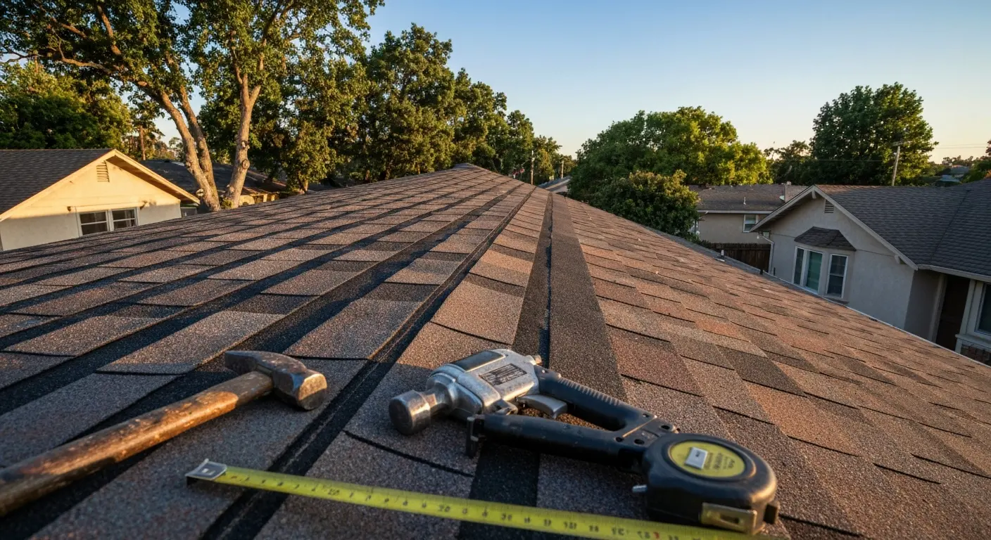 Sacramento roofing project, decorative background for free inspection section