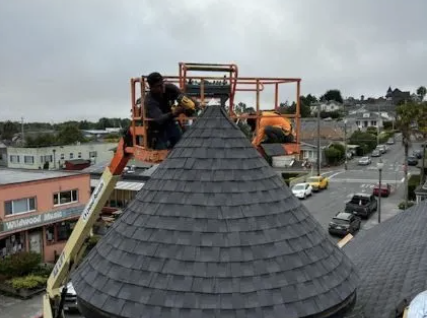 Historic turret roof restoration work